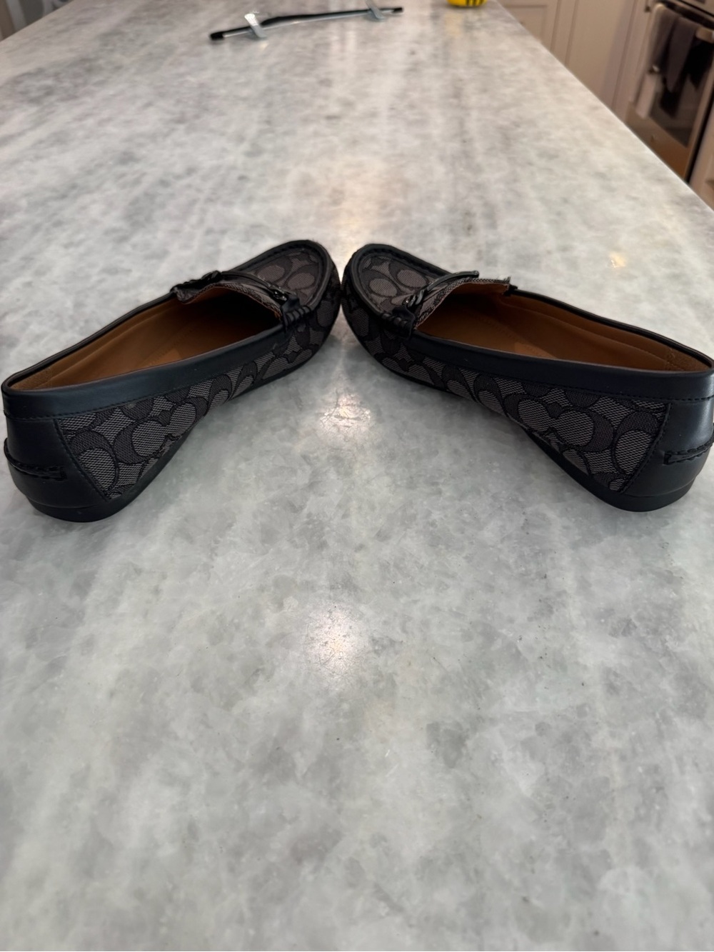 Coach Brown Signature C Gunmetal Chain-Trim Loafers - Picture 7 of 12